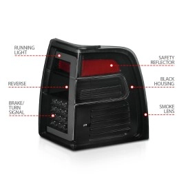 Anzo 311409 - C-Bar Style LED Tail Lights w/ Sequential Turn Signal (Black Housing, Smoke Lens)