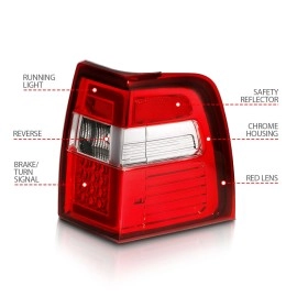 Anzo 311410 - C-Bar Style LED Tail Lights w/ Sequential Turn Signal (Chrome Housing, Clear / Red Lens)