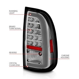Anzo 311413 - C-Bar Style LED Tail Lights (Chrome Housing, Clear Lens)
