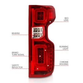 Anzo 311419 - LED Tail Lights w/ Sequential Turn Signal (Chrome Housing, Clear / Red Lens)