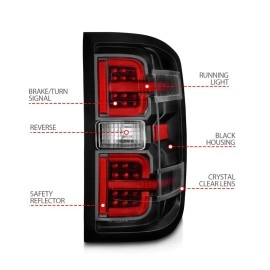 Anzo 311425 - Light Bar Style LED Tail Lights (Black Housing, Clear Lens)