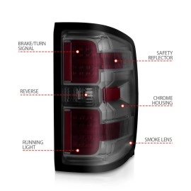 Anzo 311426 - Light Bar Style LED Tail Lights (Chrome Housing, Smoke Lens)