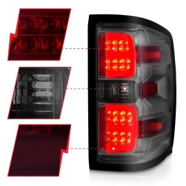 Anzo 311426 - Light Bar Style LED Tail Lights (Chrome Housing, Smoke Lens)