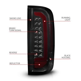 Anzo 311433 - Light Bar Style LED Tail Lights (Black Housing, Smoke Lens)