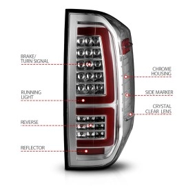 Anzo 311438 - Light Bar Style LED Tail Lights w/ Sequential Turn Signal (Chrome Housing, Clear Lens)