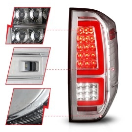 Anzo 311438 - Light Bar Style LED Tail Lights w/ Sequential Turn Signal (Chrome Housing, Clear Lens)
