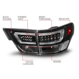 Anzo 311439 - Light Bar Style LED Tail Lights (Black Housing, Clear Lens)