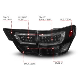 Anzo 311440 - Light Bar Style LED Tail Lights (Black Housing, Smoke Lens)