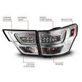 Anzo 311441 - Light Bar Style LED Tail Lights (Chrome Housing, Clear Lens)