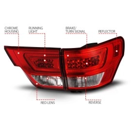 Anzo 311442 - Light Bar Style LED Tail Lights (Chrome Housing, Clear / Red Lens)