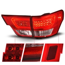 Anzo 311442 - Light Bar Style LED Tail Lights (Chrome Housing, Clear / Red Lens)