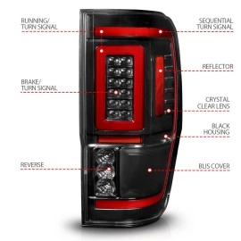 Anzo 311446 - LED Tail Lights w/ Sequential Turn Signal (Black Housing, Clear Lens)