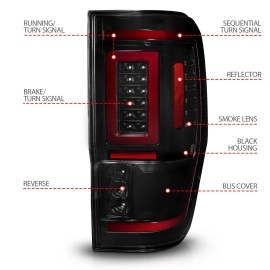 Anzo 311447 - LED Tail Lights w/ Sequential Turn Signal (Black Housing, Smoke Lens)