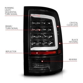 Anzo 311452 - LED Tail Lights w/ Sequential Turn Signal (Black Housing, Clear Lens)