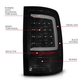 Anzo 311453 - LED Tail Lights w/ Sequential Turn Signal (Black Housing, Smoke Lens)