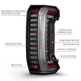 Anzo 311454X - Full LED Tail Lights w/ Initiation & Sequential Turn Signal (Black Housing, Clear Lens)