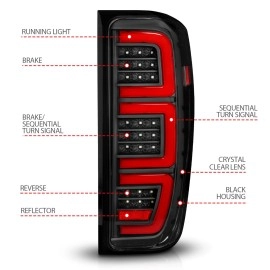 Anzo 311457 - LED Tail Lights w/ Initiation & Sequential Turn Signal (Black Housing, Clear Lens)