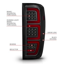 Anzo 311458 - LED Tail Lights w/ Initiation & Sequential Turn Signal (Black Housing, Clear / Smoke Lens)