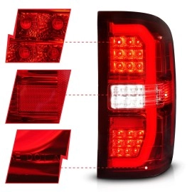 Anzo 311466 - C-Bar Style LED Tail Lights w/ Sequential Turn Signal (Chrome Housing, Clear / Red Lens)