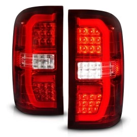 Anzo 311466 - C-Bar Style LED Tail Lights w/ Sequential Turn Signal (Chrome Housing, Clear / Red Lens)