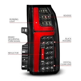 Anzo 311467 - Light Bar Style LED Tail Lights w/ Sequential Turn Signal (Black Housing, Clear Lens)