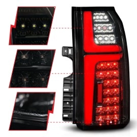 Anzo 311468 - Light Bar Style LED Tail Lights w/ Sequential Turn Signal (Black Housing, Smoke Lens)