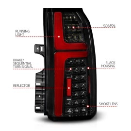 Anzo 311468 - Light Bar Style LED Tail Lights w/ Sequential Turn Signal (Black Housing, Smoke Lens)