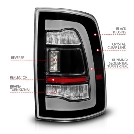 Anzo 311469 - LED Tail Lights w/ Sequential Turn Signal (Black Housing, Clear Lens)