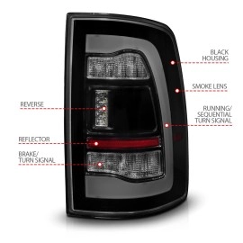 Anzo 311470 - LED Tail Lights w/ Sequential Turn Signal (Black Housing, Smoke Lens)