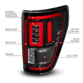 Anzo 311475 - LED Tail Lights w/ Initiation & Sequential Turn Signal (Black Housing, Clear Lens)