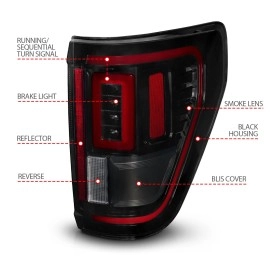 Anzo 311476 - LED Tail Lights w/ Initiation & Sequential Turn Signal (Black Housing, Smoke Lens)