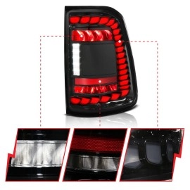 Anzo 311480A - Full LED Tail Lights w/ Sequential Turn Signal (Black Housing, Clear Lens)