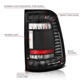 Anzo 311480A - Full LED Tail Lights w/ Sequential Turn Signal (Black Housing, Clear Lens)