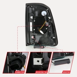 Anzo 311480A - Full LED Tail Lights w/ Sequential Turn Signal (Black Housing, Clear Lens)