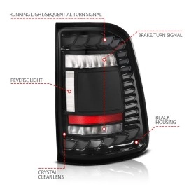 Anzo 311481A - Full LED Tail Lights w/ Sequential Turn Signal (Black Housing, Clear Lens)