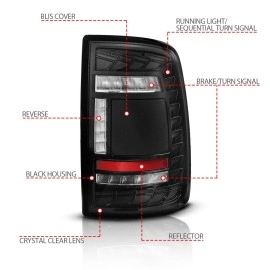 Anzo 311482A - Full LED Tail Lights w/ Sequential Turn Signal (Black Housing, Clear Lens)