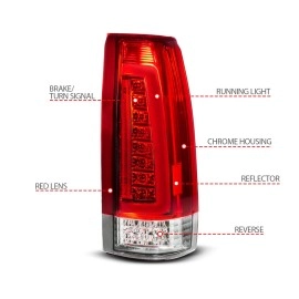 Anzo 311484 - LED Tail Lights w/ Sequential Turn Signal (Chrome Housing, Red Lens)