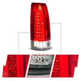 Anzo 311484 - LED Tail Lights w/ Sequential Turn Signal (Chrome Housing, Red Lens)