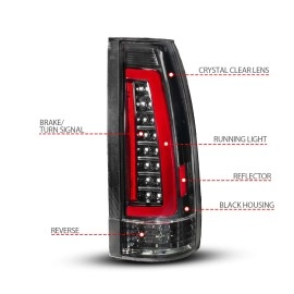 Anzo 311485 - LED Tail Lights w/ Sequential Turn Signal (Black Housing, Clear Lens)