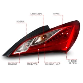 Anzo 321334 - LED Tail Lights (Chrome Housing, Clear / Red Lens)