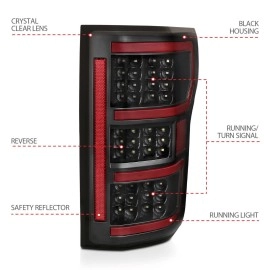 Anzo 321338 - Light Bar Style LED Tail Lights (Black Housing, Clear Lens)