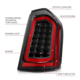 Anzo 321343 - LED Tail Lights w/ Sequential Turn Signal (Black Housing, Clear Lens)
