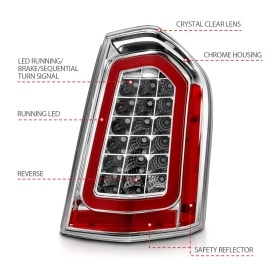 Anzo 321344 - LED Tail Lights w/ Sequential Turn Signal (Chrome Housing, Clear Lens)