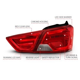 Anzo 321346 - LED Tail Lights (Chrome Housing, Clear / Red Lens)