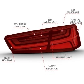 Anzo 321353 - LED Tail Lights w/ Sequential Turn Signal (Black Housing, Clear / Red Lens)