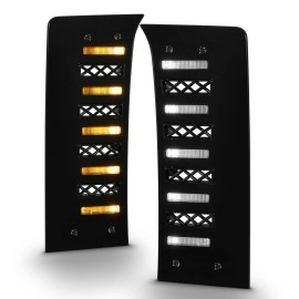 Anzo 511089X - Full LED DRL Vent Lights w/ DRL Switchback, Initiation & Sequential Turn Signal (Black Housing, Clear Lens)