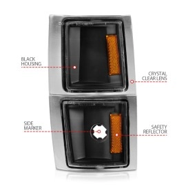 Anzo 521042 - Corner Lights w/ Amber Reflector (Black Housing, Clear Lens)