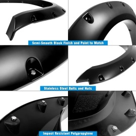 APS FF04BJJ9SK - Pocket Dimple Style Smooth Black Fender Flares