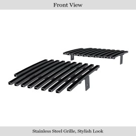 APS GR01FEH12J - Black Stainless Steel Fog Light Cover Horizontal Billet Grille
