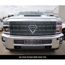 APS GR03DFC19D - Black Stainless Steel Lower Bumper Double Layer Laser Cut Sheet Grille